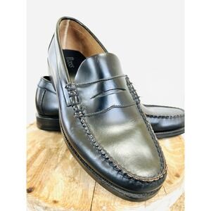 Bass. Black Leather Penny Loafer Dress Shoes Slip On Men's 10 m Walton